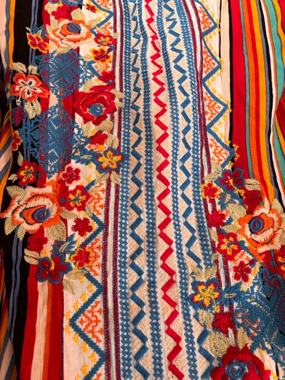 Colorful Striped Maxi | Long Sleeve Boho Tunic Dress | Multicolor - Picture 3 of 7